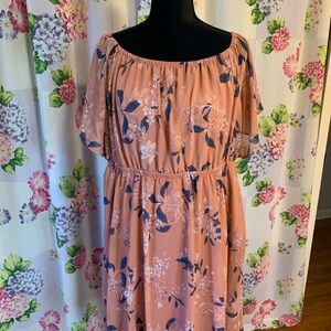 Torrid Pink/Mocha/ Peach Floral Dress